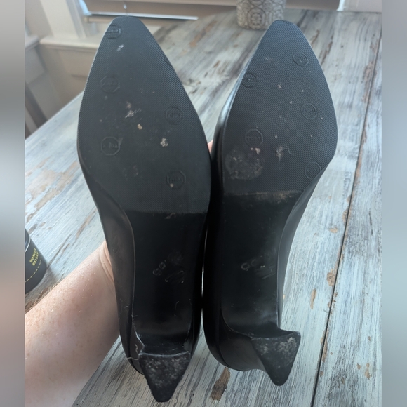 Vintage Stuart Weitzman for Browns Black Leather Lace-Up Pumps Women's 8 - Picture 6 of 7